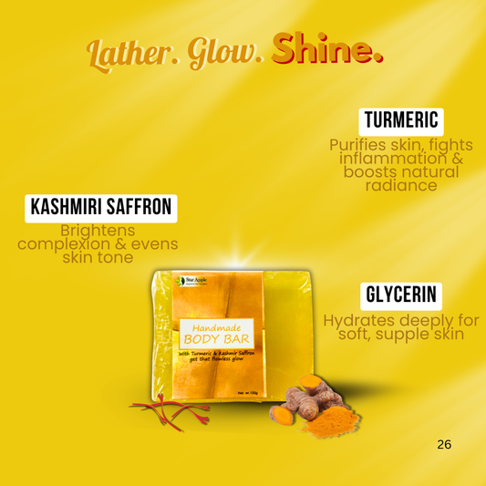 Handmade Body Bar With Turmeric & Kashmir Saffron